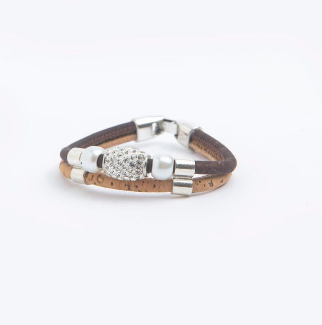 Pearl and Crystal Cork Bracelet - Lory Lux