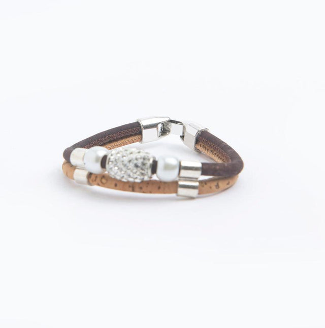 Pearl and Crystal Cork Bracelet - Lory Lux