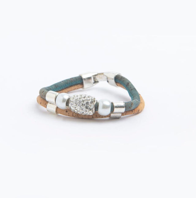 Pearl and Crystal Cork Bracelet - Lory Lux