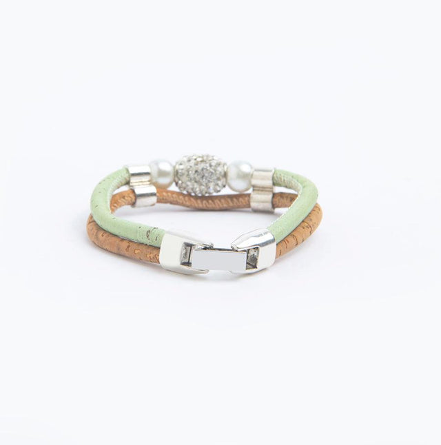 Pearl and Crystal Cork Bracelet - Lory Lux