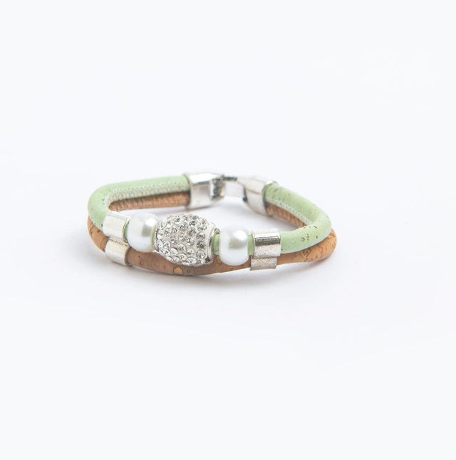 Pearl and Crystal Cork Bracelet - Lory Lux