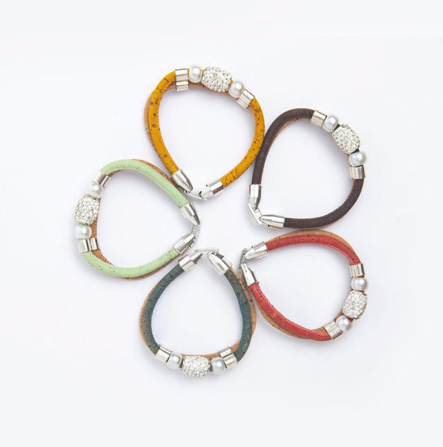 Pearl and Crystal Cork Bracelet - Lory Lux