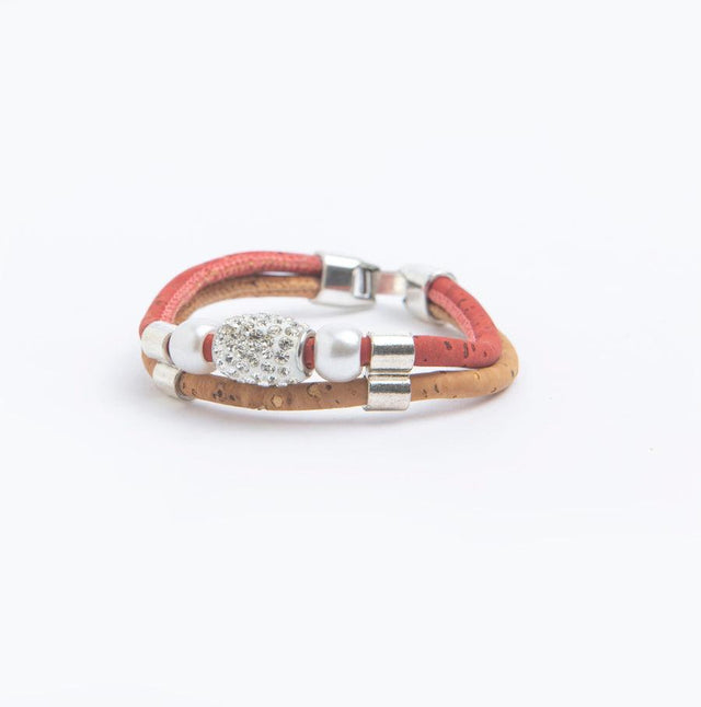 Pearl and Crystal Cork Bracelet - Lory Lux