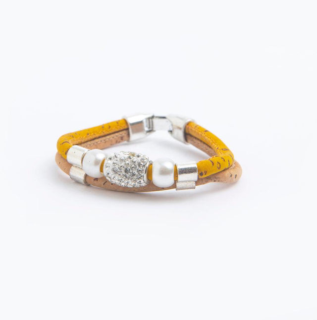 Pearl and Crystal Cork Bracelet - Lory Lux