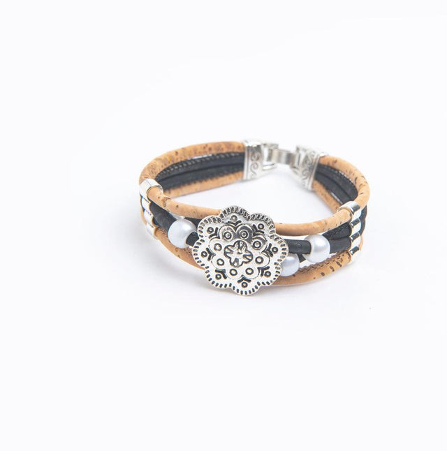 Handmade Bi-Colour Flower Cork Bracelet - Lory Lux