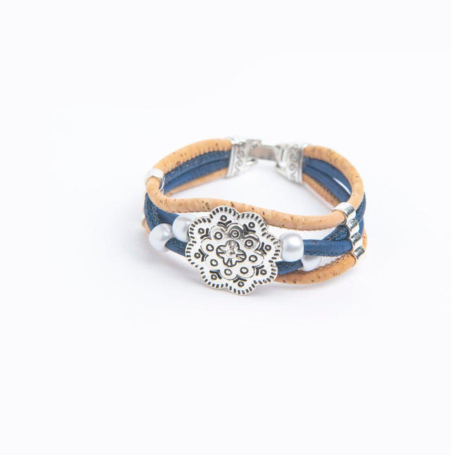 Handmade Bi-Colour Flower Cork Bracelet - Lory Lux