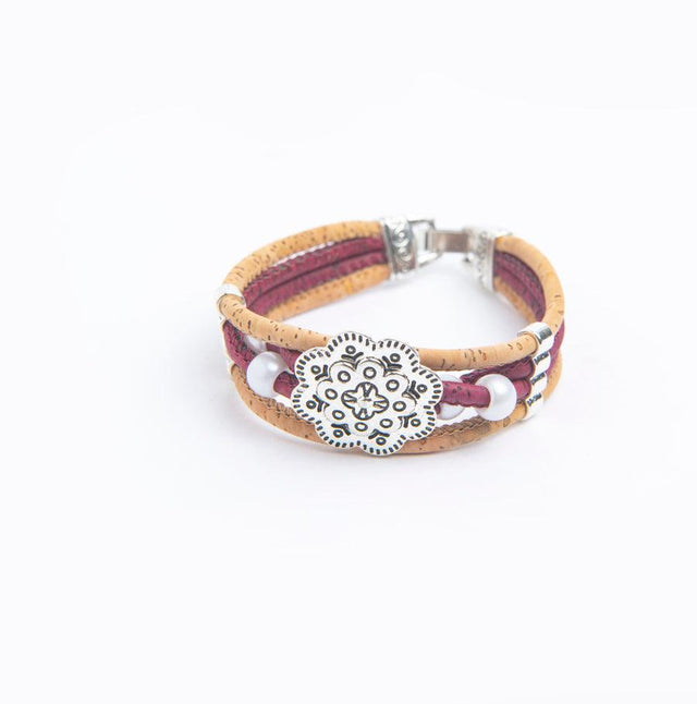 Handmade Bi-Colour Flower Cork Bracelet - Lory Lux
