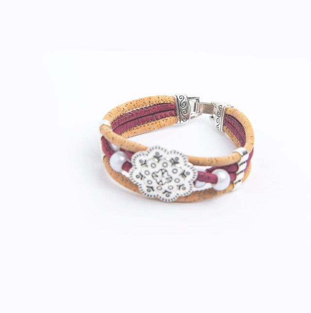 Handmade Bi-Colour Flower Cork Bracelet - Lory Lux