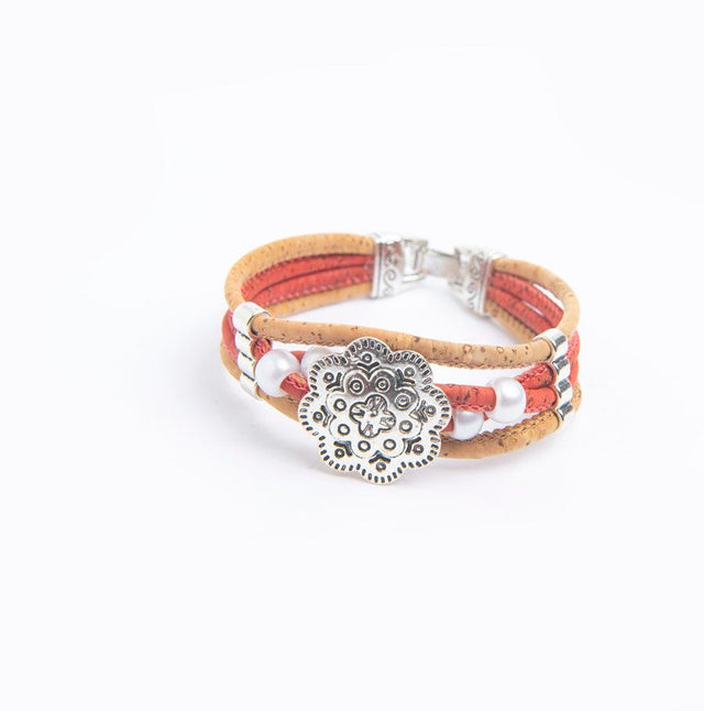 Handmade Bi-Colour Flower Cork Bracelet - Lory Lux