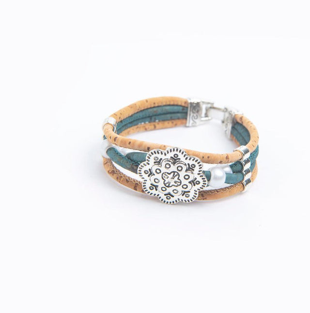Handmade Bi-Colour Flower Cork Bracelet - Lory Lux