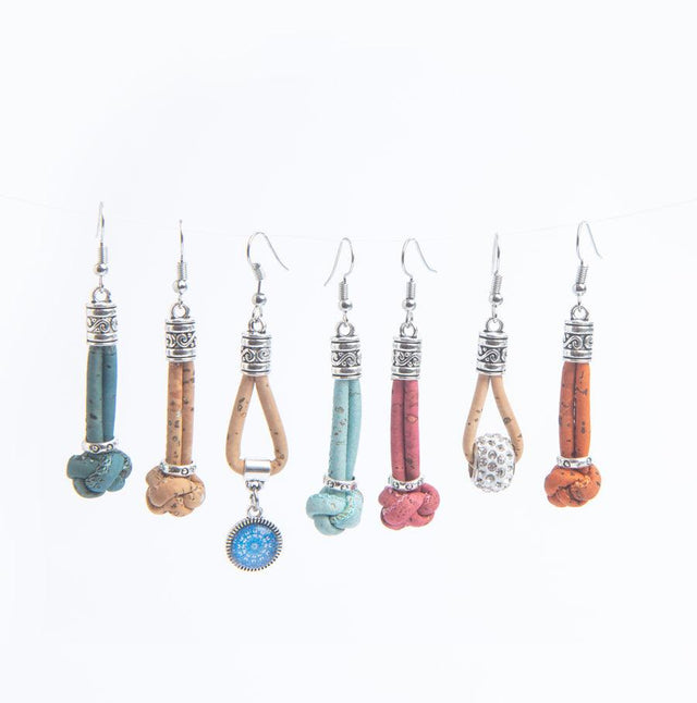 Handmade Pillar Knot Cork Earrings - Lory Lux
