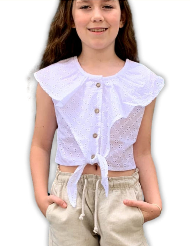 Coral Girl’s Top with your favorite shorts, skirt, or pants.